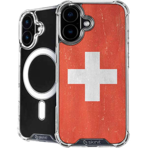 Switzerland Flag Distressed iPhone 16 MagSafe Case